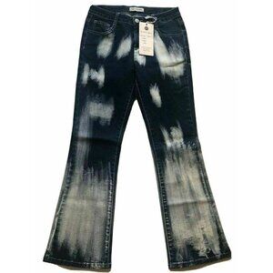 Hez Ventures Womens Blue Painted Cropped Jeans 26